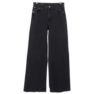 Gap High Rise Stride Jeans Size 30 10R Gray Washed Black Wide-Leg Cotton Blend